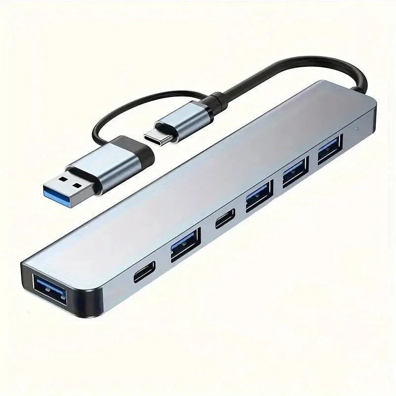 Aluminum 7-in-1 USB C Hub and Splitter with USB 3.0, 4 USB 2.0 Ports, and 2 USB C Ports