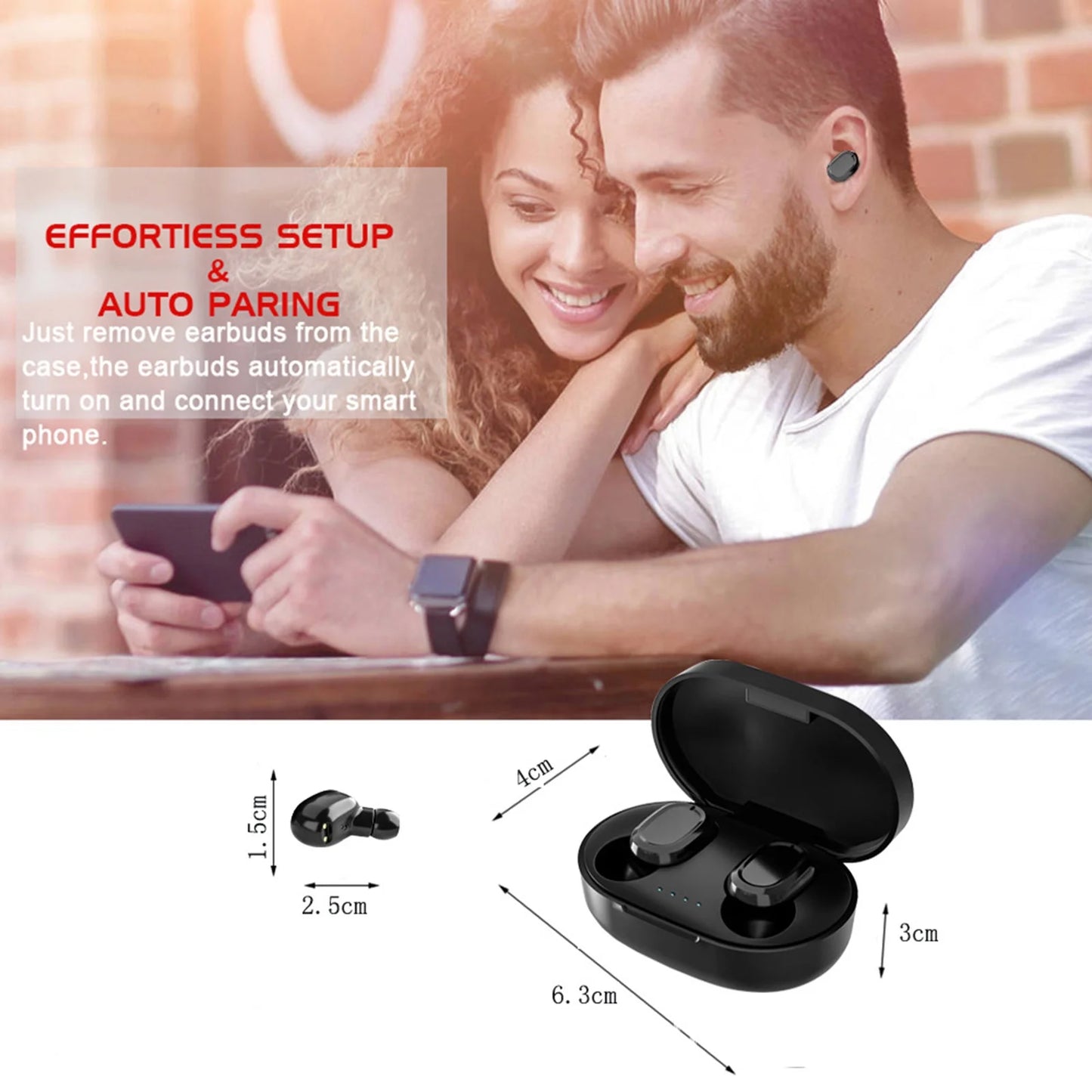 Wireless Bluetooth 5.2 Earbuds with Charging Case, Integrated Microphones, Fingerprint Control, and Power Display for Sports and Work - Clearance Sale