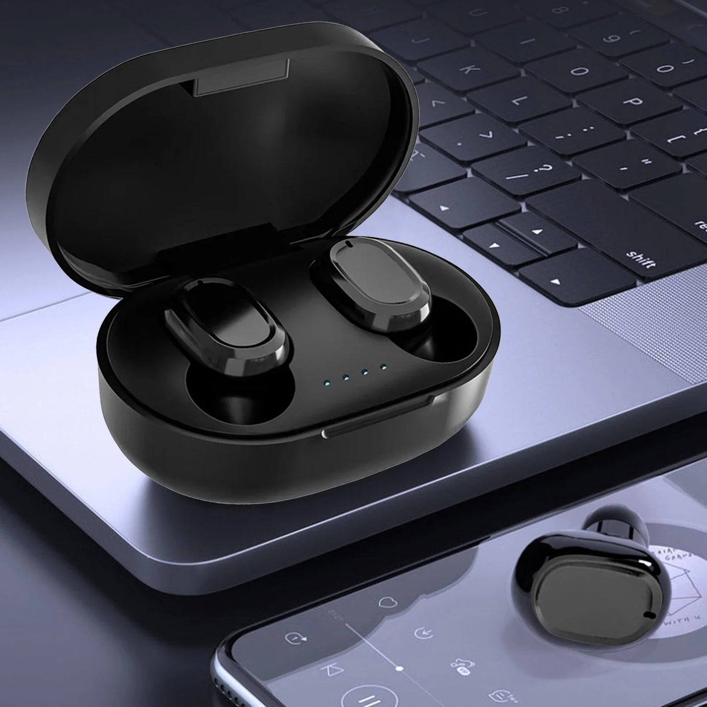 Wireless Bluetooth 5.2 Earbuds with Charging Case, Integrated Microphones, Fingerprint Control, and Power Display for Sports and Work - Clearance Sale